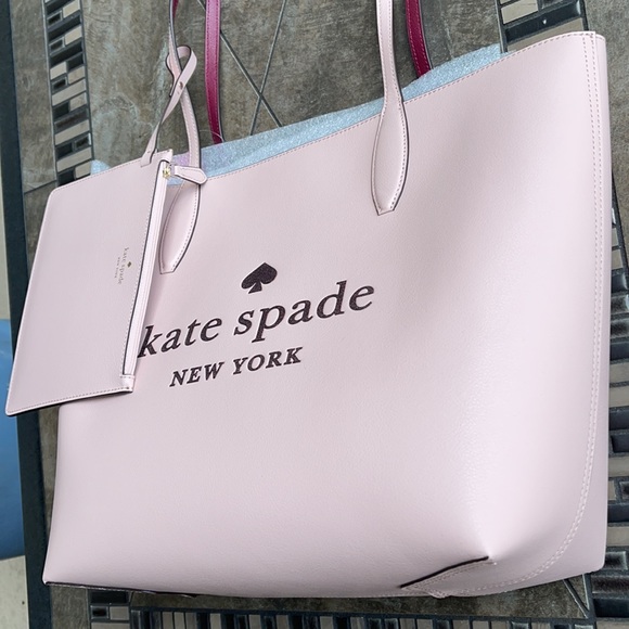 Kate Spade purse and wallet glitter on tote ROSE SMOKE reversible - Picture 3 of 13